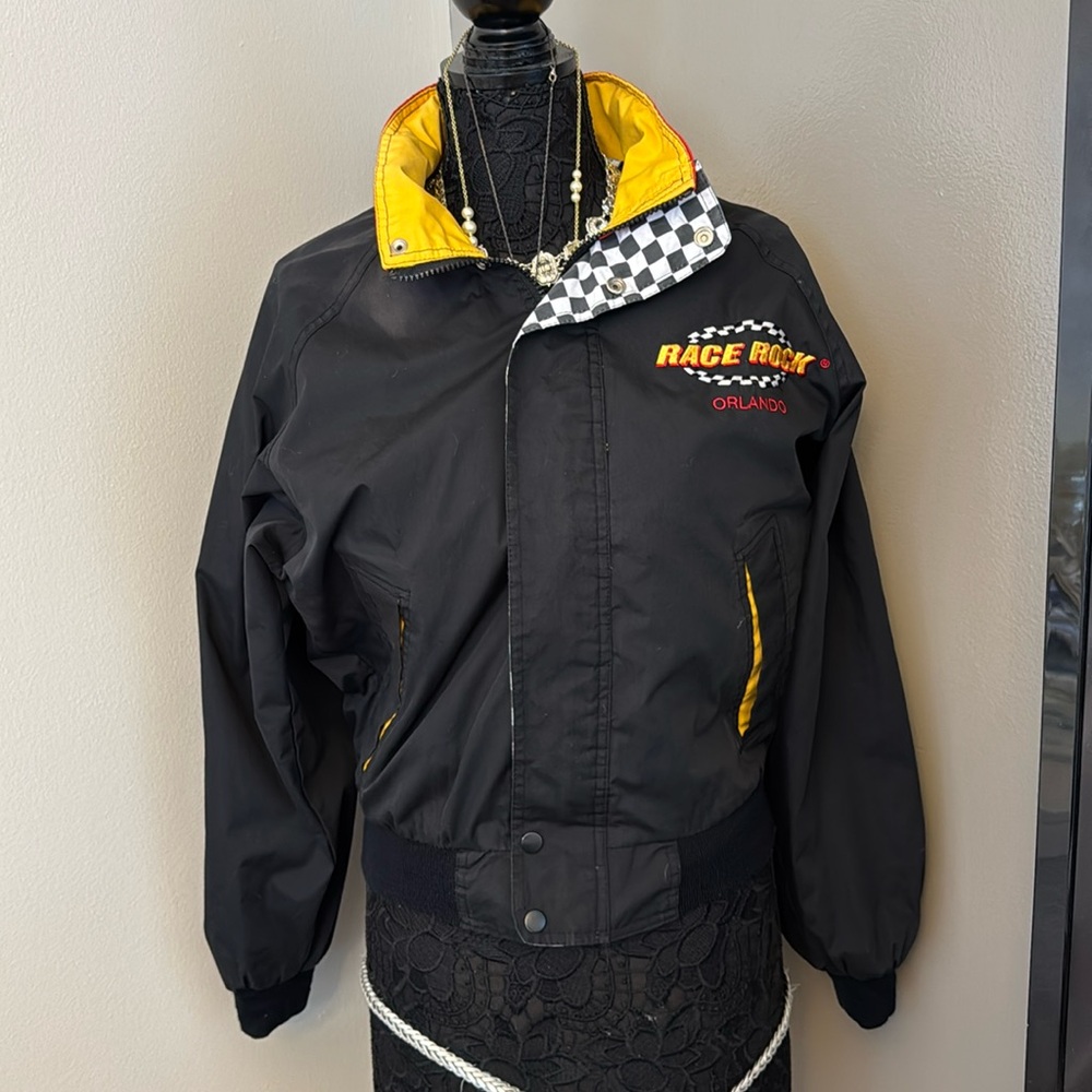 Race Rock Orlando vintage jacket ,excellent condition,hidden hood, zip cover,etc